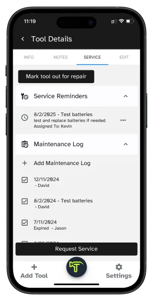 Service Request Screen